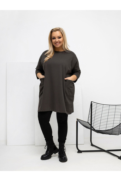 Relevance Women's Blouse, RELEVANCE, Cotton, 3/4 Sleeve, Dark Khaki, model RV...