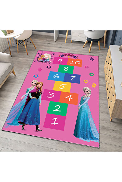 Artisan Home Store Elsa Anna Seksek Desenli Çocuk Odası Halısı | Frozen Temal...