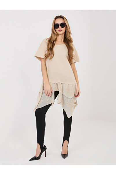 Italy Moda Bluza Dama, ITALY MODA, Bumbac, Maneca scurta, Bej, model IT-SK-81...