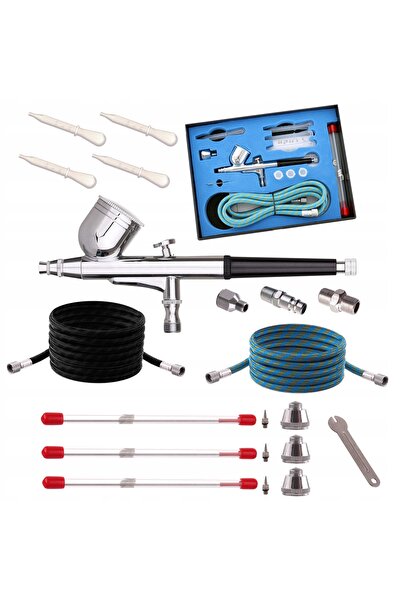 TC Technic Aerograf cu 4 duze, 2 furtunuri de 1,8m+3m, conector, set pentru c...