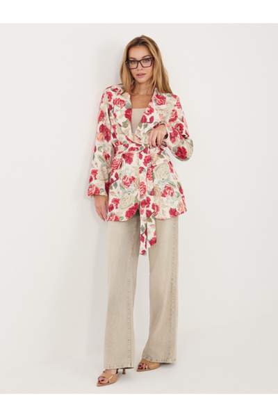 Italy Moda Sacou Dama, ITALY MODA, Poliester, Floral, Rosu, model IT-MA-FL101...