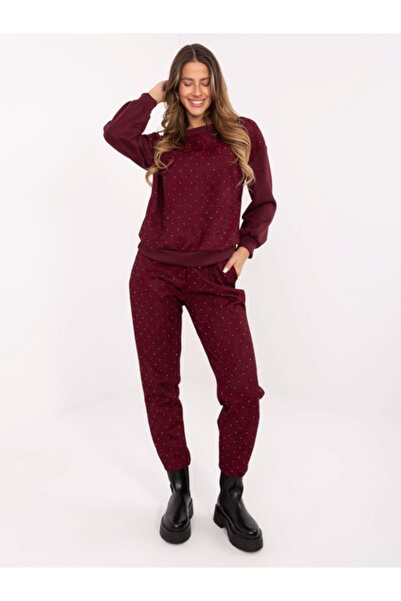Italy Moda Compleu Dama Maneca lunga, Dantela, ITALY MODA, Bordo Casual Model...