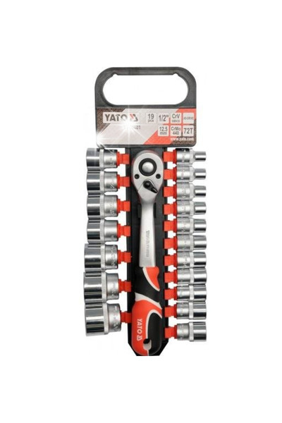 yato Set de chei tubulare cu clichet, 19 piese, 1/2'', 8-32mm