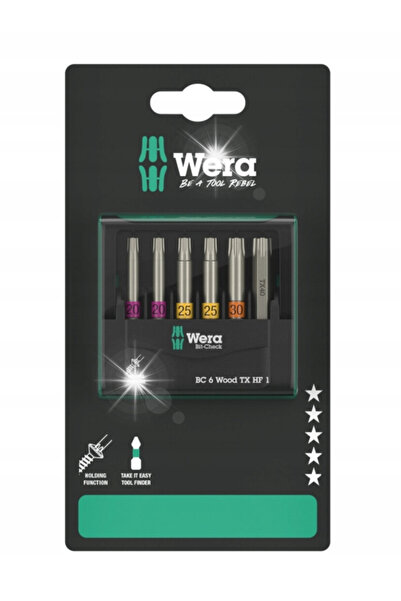 Wera Werk SET DE BITURI BIT-CHECK 6 WOOD TX HF 1 SB, 6CZ. 05073639001 WERA