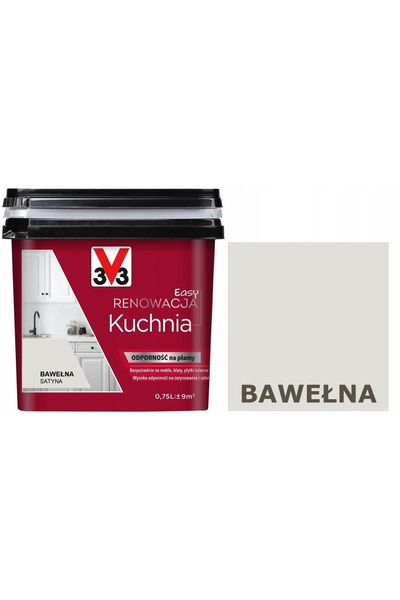 V33 Vopsea pentru renovare ușoară bucătărie, bumbac, 2L
