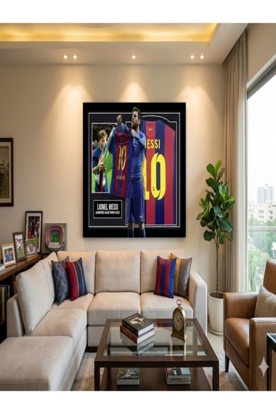 HOME MODE لوحة فنية قماشية لليونيل ميسي رقم 10 في نادي برشلونة مقاس 50×70 سم ...