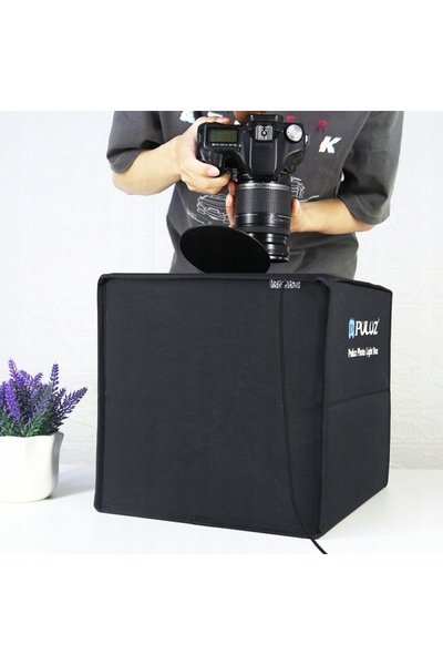 PULUZ Cort foto textil pentru fotografii de produse LED 25x25 25cm + Fundalur...