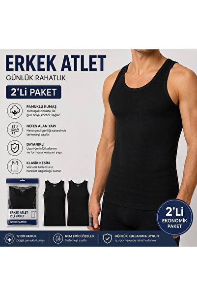 QULAT 2’li Erkek Pamuklu Atlet – Günlük Konfor, Yumuşak ve Nefes Alan Kumaş