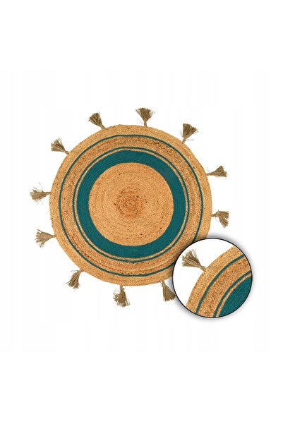 H&S Decoration Covor împletit cu ciucuri din iută și bumbac, 90 cm