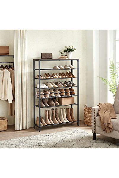 SONGMICS Raft pentru pantofi cu 8 niveluri, bronz rustic, negru, pe picioare,...