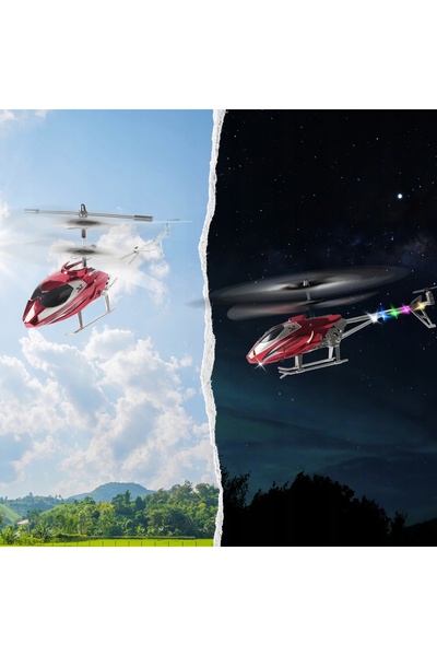 VATOS ELICOPTER TELECOMANDAT AVION RC CU ELICOPTER ROTATIV LED CADOU ROȘU