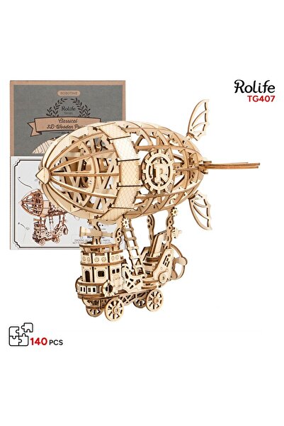 Rolife TG407 Zeplin (Airship) DIY Minyatür Maket Model Seti Ahşap 3D Wooden Puzzle 3D Model Kit Ahşa