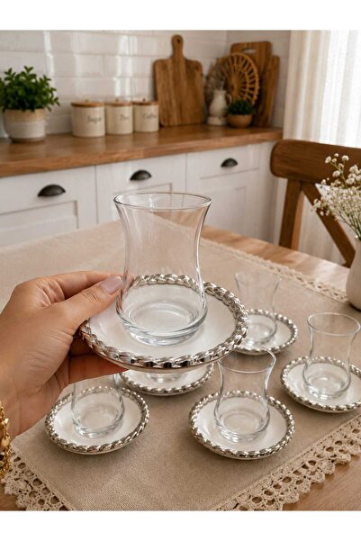 FTH DİZAYN 6-Person Silverline Tea Set