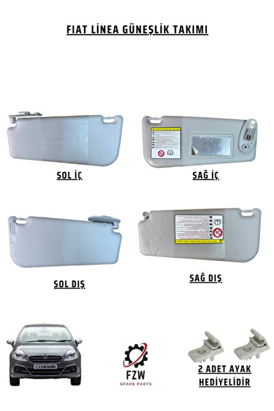 FZW FIAT LINEA GÜNEŞLİK (GÜNEŞ SİPERLİĞİ) TAKIMI CEPLİ AYNALI