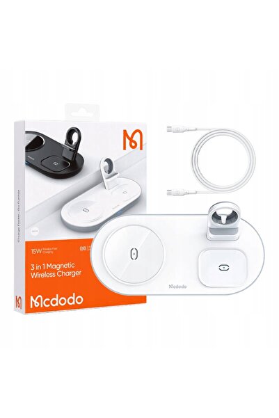 Mcdodo ÎNCĂRCĂTOR WIRELESS CH-7062 3-în-1, 15W ALB + CABLU USB-C / USB-C