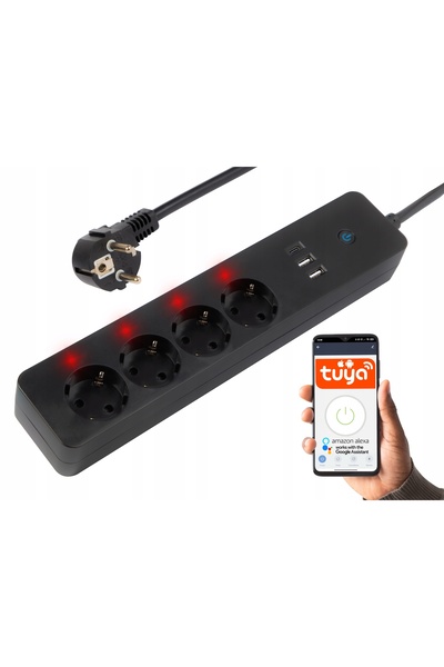 Blow Priză inteligentă cu prelungitor 4 prize, 2x USB, USB-C, WiFi, TUYA, 3M