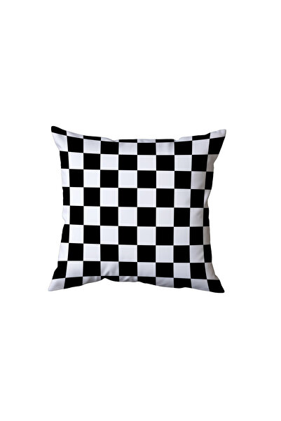 Beramussa Black and White Square Patterned Pillow, Gift