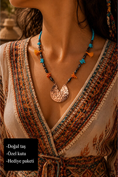 HER ŞEY NOTA www.herseynota.com Natural Stone Turquoise Coral Textured Bohemi...
