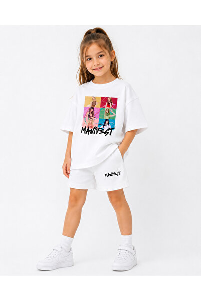fasardi Manifest Girls M6Nifestgirls Printed Oversize 100% Cotton T-Shirt Sho...