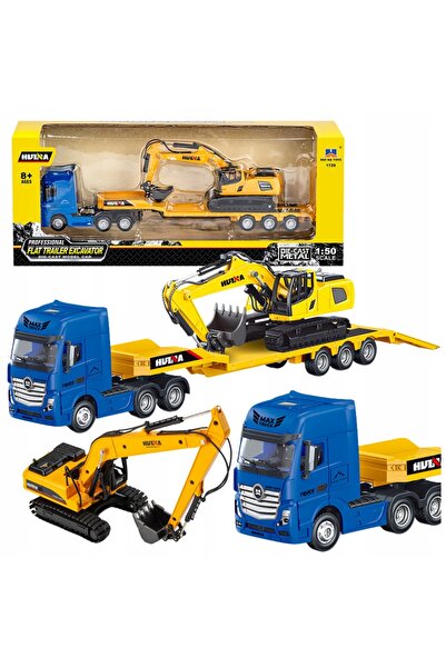 LeanToys CAMION BUCĂTARINĂ CU REMORCĂ ȘI EXCAVATOR HUINA 1:50