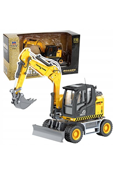 LeanToys Model de excavator cu roți și împingător 1:50