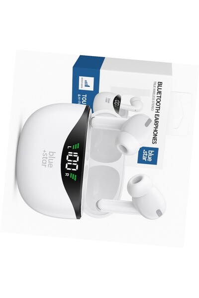 Blue Star Press Căști T60 TWS albe wireless intraauriculare pentru Samsung Ga...