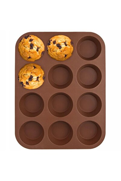 Orionis Formă din silicon pentru 12 brioșe/cupcakes, maro, solidă, ORION, 32,...