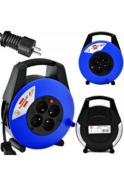Brennenstuhl Prelungitor tambur cu 4 prize, 15m, retractabil, cu protecție te...