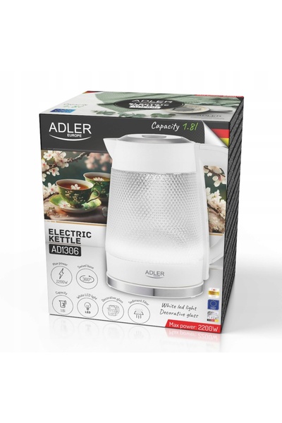 adler Fierbător electric mare din sticlă 1.8L 2200W cu iluminare, filtru și o...