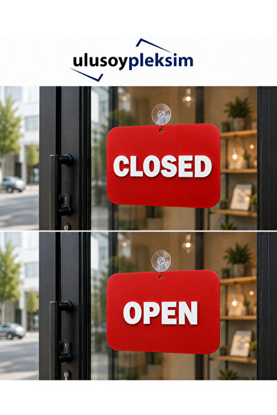 Çift Taraflı OPEN / CLOSED Kapı Tabelası Pleksi