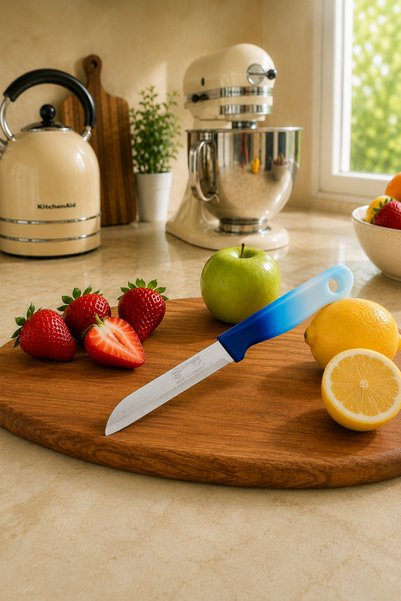 Solingen 6-Piece Fruit Knife Stainless Steel Serrated Sharp Kitchen Peeling Chopping Knife Set Blue Sariva Home