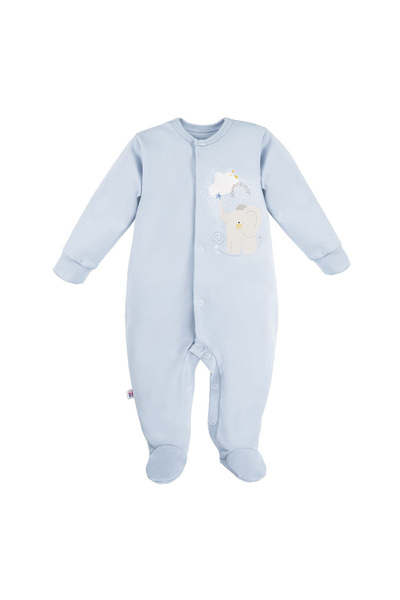 EEVI Baby boys' long-sleeve overall, blue with elephant, 50