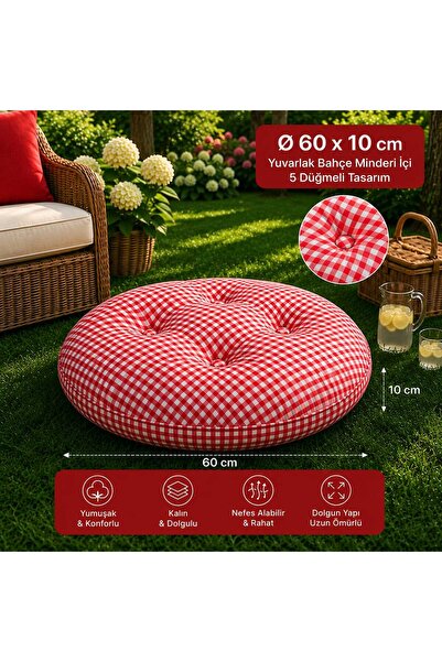 Lavinia Puf Yuvarlak Mini Yer Minder Yer Puf 60x60 Cm
