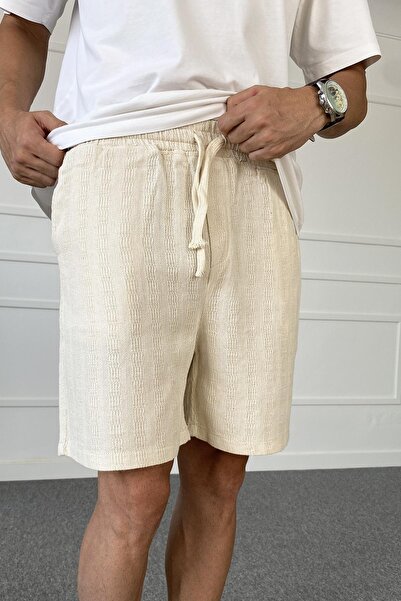 Alışveriş Sokağı Patterned Woven Linen Shorts