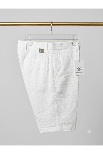 Andrea Nicolotti Men's 100% Linen Regular Fit Shorts
