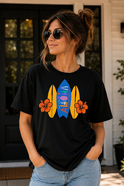 Büşra Çetin Sup Aloha Hibiscus Trilogy T-Shirt, Sup Lover Tee, 100% Cotton Un...