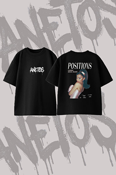 Anetos Ariana Grande_148 Design Back Printed Cotton Black Oversize T-Shirt