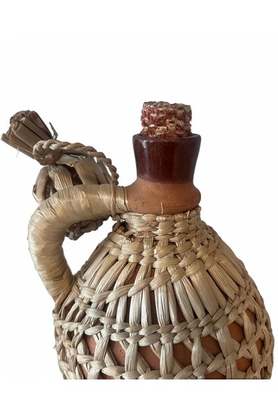 OEM Carafă din ceramică și trestie împletită, lucrată manual, 1 Litru - Eleganță tradițională împletită în fiecare detaliu