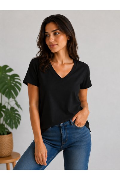 BONNYWILLL V-Neck Slit T-Shirt