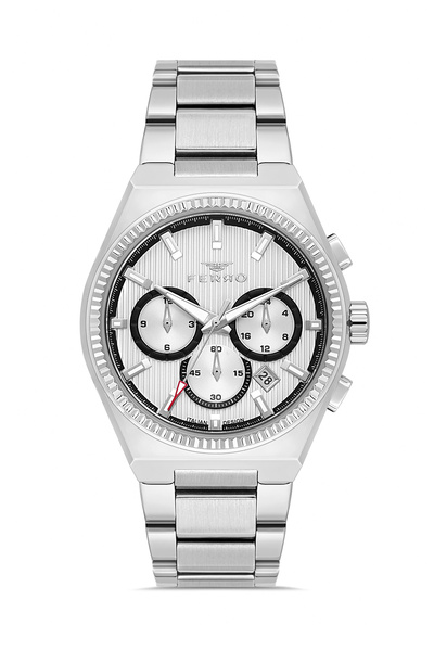 FERRO Silver Steel Cord Men's Wristwatch Fm11801A-A Functions Active Waterpro...
