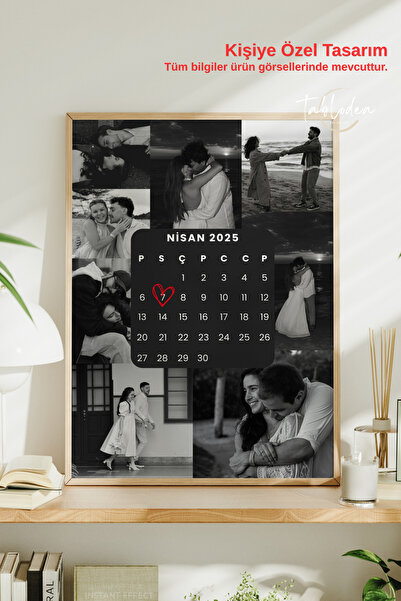 tablodea Kişiye Özel Fotoğraflı Takvim Tablo TD Romantik Sevgililer Günü Hedi...