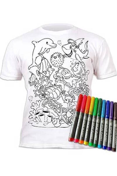 OEM Splat Planet Πλενόμενο T-Shirt Ζωγραφικής "Sea life" με Μαρκαδόρους (5-6 ...