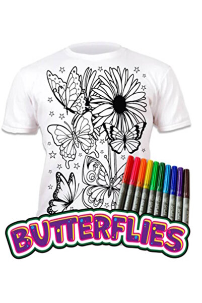 OEM Splat Planet Πλενόμενο T-Shirt Ζωγραφικής "Butterflies" με Μαρκαδόρους (3...