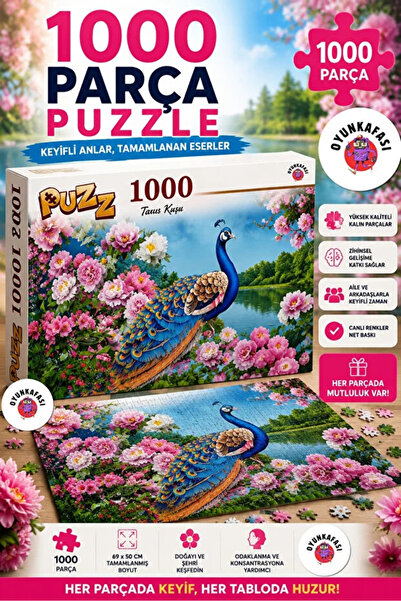 Ritoys Tavus Kuşu ve Çiçekler Manzara 1000 Parça Puzzle Yapboz