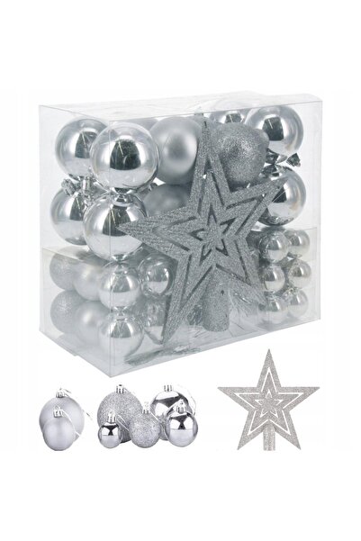 NO BRAND Set decorativ DECOR DE CRACIUN 791458 (54 de piese) Argintiu