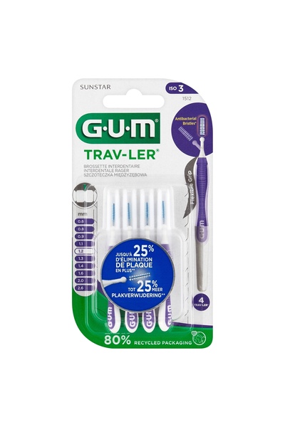 GUM Periuțe interdentare SUNSTAR Trav-Ler 1.2 mm Mov (4 bucăți)