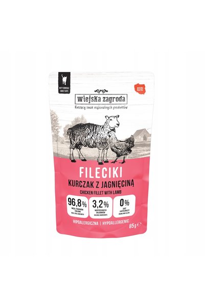 NO BRAND Hrană pentru pisici WIEJSKA ZAGRODA Adult Fileciki Pui cu miel 85 g