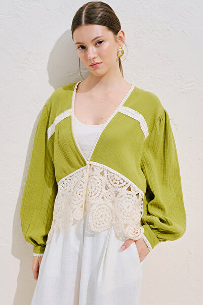 Manuka Lace-Detail Muslin Blouse Green