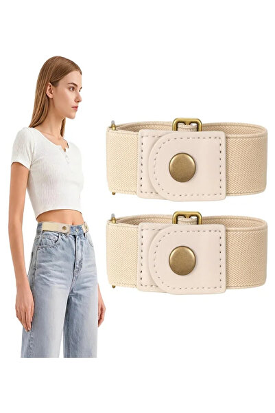 CCILIYC 2 PCS No Buckle Stretch Belt, Invisible Stretch No Buckle Waistband, ...