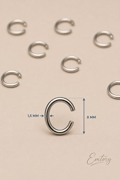 Emtory Home 50 Adet | 8 mm * 1.5 mm C Bağlantı Halkası Nikel Renk -